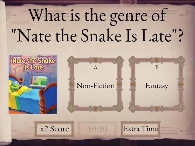 Nate the snake is late gameshow quiz